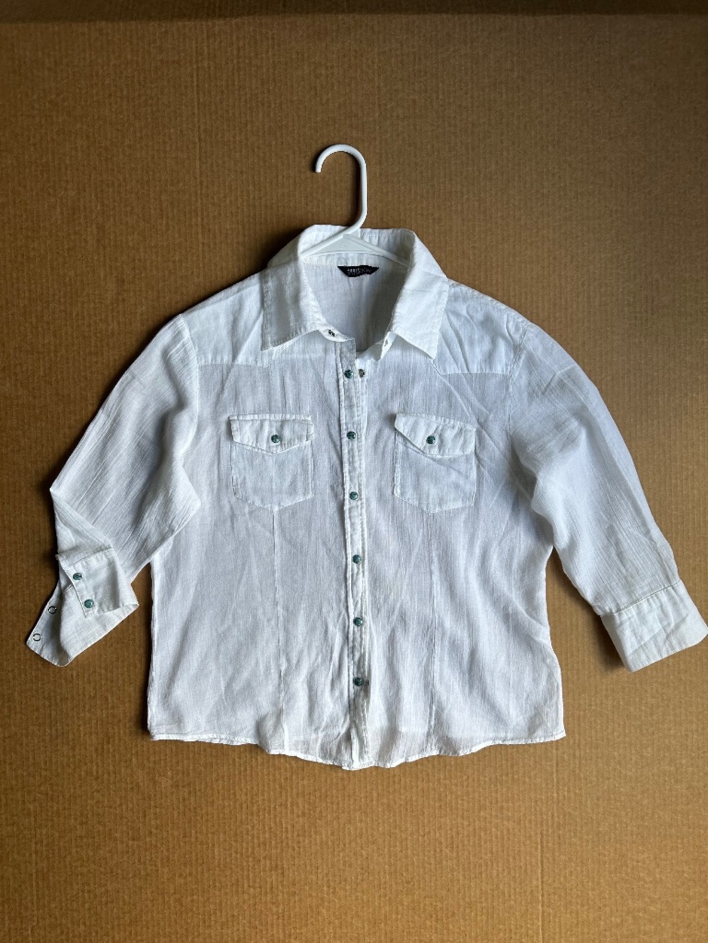 Mouth Valley White Lightweight Gauze Western Snap Button Up Blouse - S